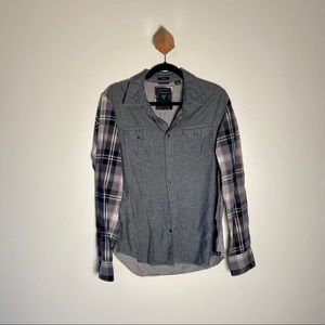 Guess Logan Button Up Shirt Gray Plaid